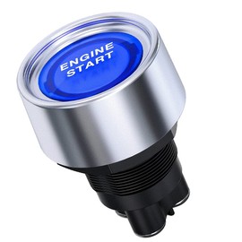 GUUZI Start Motor Button Car DC 12 V/50 A Car Start Motor Button Light Button Start Ignition Push Button for Racing, On/Off Momentary Button (Blue)