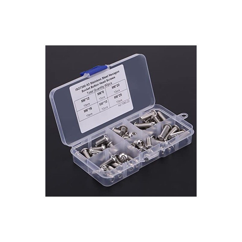 Cabeza Zócalo Tapa Tornillos,60pcs M6 Botón de acero inoxidable Botón