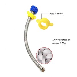 Klabb Flexible Toilet Connector Hose Extension 12inches With 3/8 Female Compression Thread x 7/8 Female Ballcock Thread