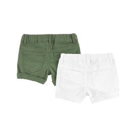 Simple Joys by Carter's Girls' Denim Shorts (Pack of 2), Olive Green/White