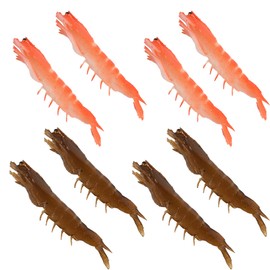 HUIANER Fake Shrimp 8PCS Artificial Shrimp Figures Simulated Cooked Shrimps Realistic Shrimps Model Food for Kitchen Home Decoration Food Sample Display Photography Props