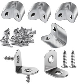 Angle Connectors, 20 x 20 mm, Stainless Steel Angle Mounting Bracket, Metal Angle, 90 Degree, L Shape, Furniture Angle, Small Angle Metal with 100 Screws for Mounting Angle Bracket, Furniture