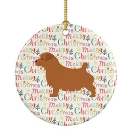 Caroline's Treasures Norfolk Terrier Merry Christmas Ceramic Ornament, Multicolor Christmas Tree Hanging Decorations for Home Christmas Holiday, Party, Gift, 3 in, Multicolor