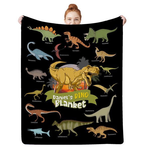 Artsadd Custom Dinosaur Blankets for Baby Boys Girls - Personalized