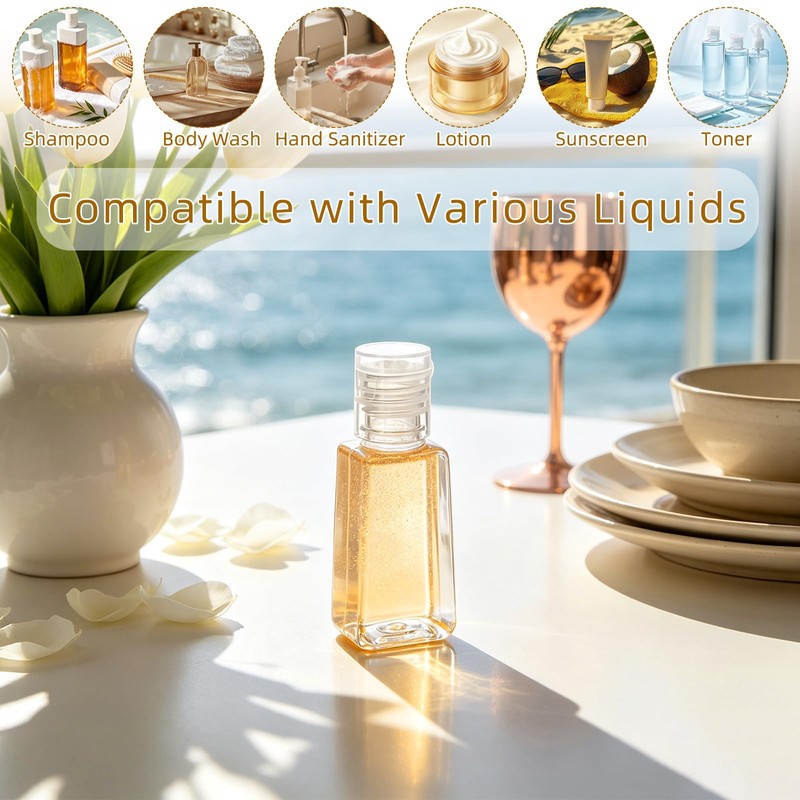 100 Pack 1 Oz Travel Plastic Bottles, Empty Bottles with