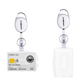 WEBBOMB ID Yo-Yo Key Yo-Yo + Card Holder Horizontal/Vertical Usable Dual Use ID Card Holder with Yo-Yo Tear-Resistant Cord and Belt Clip ID Card Yo-Yo with ID Cover (White)