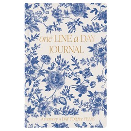 Sweet Water Decor One Line a Day Memory Journal, Cute Undated Entry Notebook for Women, 368 Ruled Pages for Capturing Highlights, Blue Delft Matte Laminate Hardcover Diary with Gold Foil Details