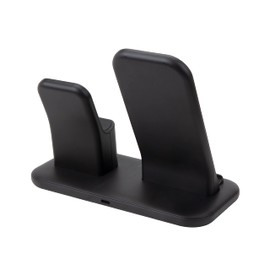 Scosche CSQ3N1-SP Compatible/Replacement for Qi-Enabled Smartphones, Watches and Earbuds, Charging Cases, Qi-Certified Wireless Charging Dock, Black