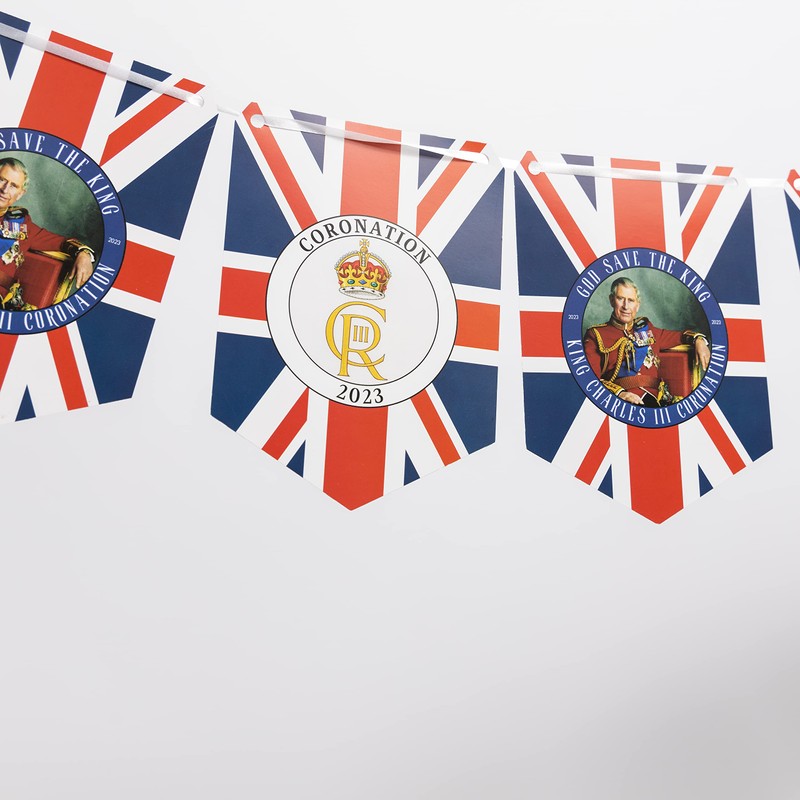 Coronation Bunting King Charles III Flag Banner for Home or