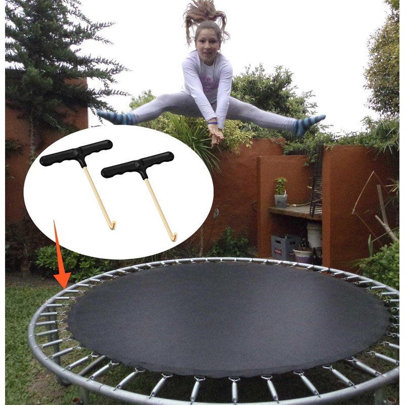 YAZANY 2 Pack Trampoline Spring Pull Tool, T-Hook Tent Peg