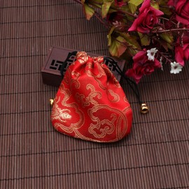 LEEINTO Premium Jewelry Pouch Silk Drawstring Gift Bags Traditional Silk Travel Pouch Chinese Embroidery Jewelry Bag Organizer Jewelry Case Lock and Key
