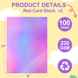 AWQOIU 28 Papel de Cartulina Holográfica 8.5 x 11, 230GMS/85LB Cartulina Metálica con Purpurina, Papel Iridescente Espejo Brillante, Cartulina Gruesa para Manualidades, Creación de Tarjetas