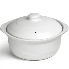 Ceramic Pots Casserole Soup Bowl with Lid Ceramic Cookware Stockpot Rice Pots Clay Pot for Cooking (White, 3.4 Quart)