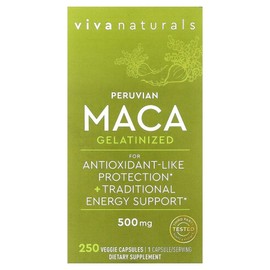 Viva Naturals Viva Peruvian Maca Gelatinized 500mg 250 Veggie Capsules Herbal Supplement, 1 / Viva Naturals 비바스 페루산 마카 젤라틴화 500mg 250 식물성 캡슐 허브보충제, 1