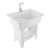 Laundry Sink,Freestanding Plastic Laundry Sink with Washboard,Utility Sink with Hot