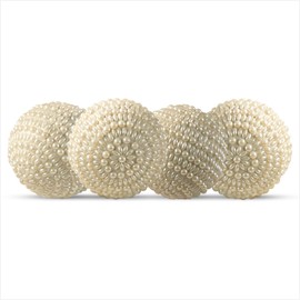 SARO LIFESTYLE Beaded and Pearl Orb (Set of 4)