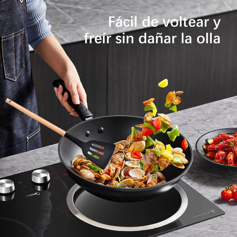 TTSTOIEE Kitchen Utensils Set, 11 Pieces, Wooden Handles, Black