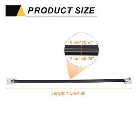 MECCANIXITY 1 Pack Telephone Cord, 4.9ft Phone Cable RJ12 6P6C Male to Male Straight Wired Handset Cord for Home, Office, Black