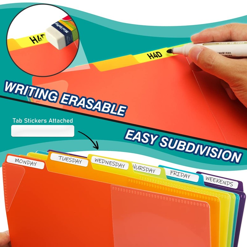 H4D 12 Pocket Poly Project Organizer, Spiral Multi Pocket Folder