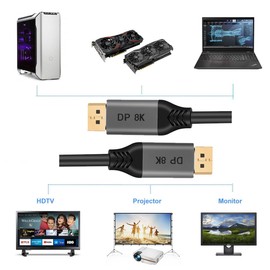 CY Kabel DisplayPort 1.4 DP auf DP Kabel 8K 60Hz 4K 120Hz Ultra-HD UHD DP 1.4 kompatibel FreeSync Gaming Monitor 4090 7900 (2.0M)