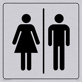Viking Male & Female Toilet Symbols – Toilet Door Sign – Signs DV1024 PWLK-S15-400 SV Positive Black Text with Silver Border, Vinyl stickers, 150 mm x 150 mm White
