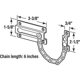 Prime-Line U 9852 Chain Door Guard, Stamped Steel w/Steel Chain, White Painted Finish (Single Pack)