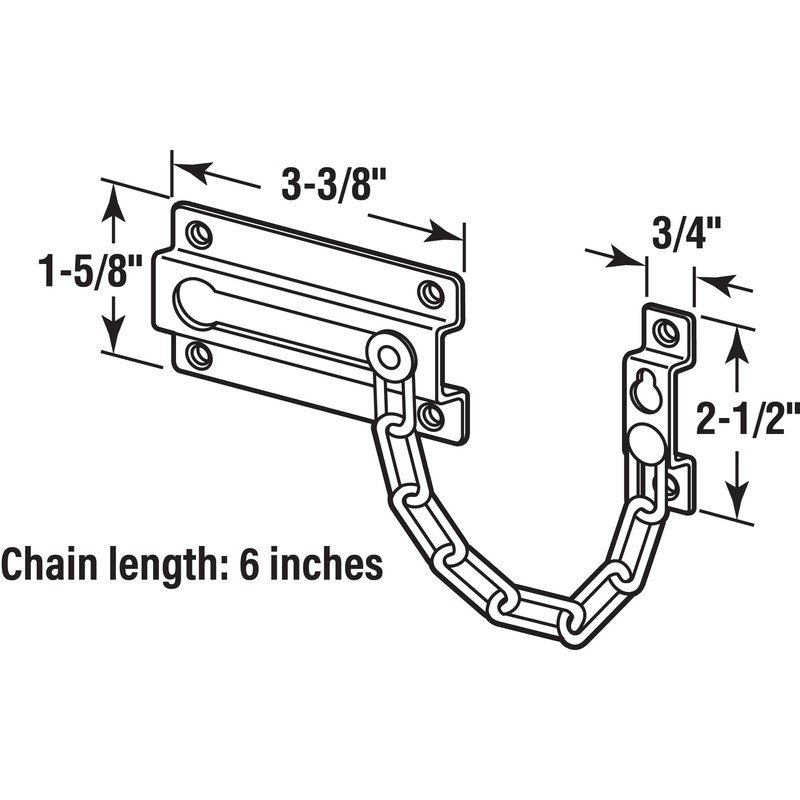 Prime-Line U 9852 Chain Door Guard, Stamped Steel w/Steel Chain,