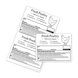Poultry Freezer Labels,4x3 Inch with Handling Instructions Exemption,50 Pcs