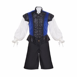 Artemisia Designs Men's 3 Pc Renaissance Doublet Costume - Medieval Pirate LARP Reenactment Cosplay (X-Large, Navy Blue)