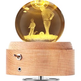 BIAOQINBO Crystal Ball Music Box, 360° Rotating Wooden Music Box with Light, Illuminated Projection Function, Gift for Christmas, Thanksgiving, Birthday, Valentine's Day, Mother's Day
