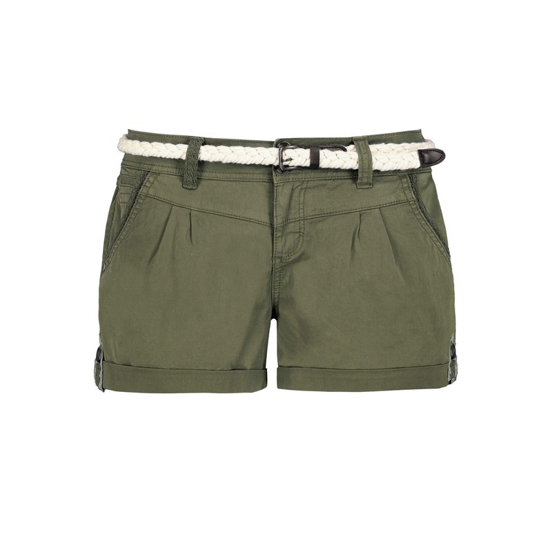 Eight2Nine Women's Chino Shorts with Braided Belt, Middle-green