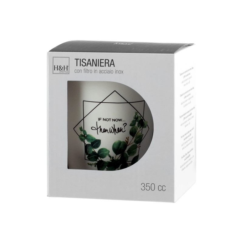 H&H Botanic Tisaniera, New Bone China, Decori Assortiti, Filtro Inox,