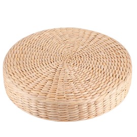 Fybida Straw Flat Seat Cushion, Round Japanese Tatami Floor Cushion, 11.8" Diameter x 2" Thick, Meditation, Yoga, Floor Seating
