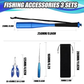 YUJUVI Fish Killer Fishing Pliers Hook Remover, 3 Sets Fishing Accessories, Fish Numerator Set, Dead Bat Fishing Pliers, Snap Ring Pliers, Small Aluminium Fish Blackbat, Disgorger, Trout, Fishing Tool