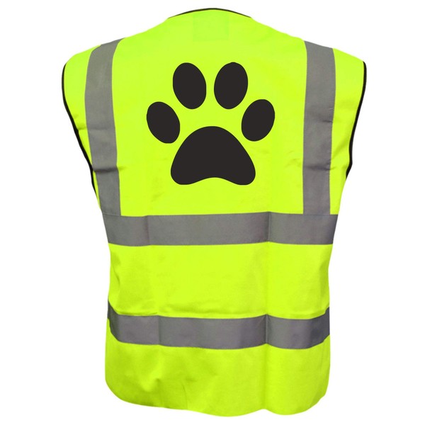 Dog Paw Yellow Hi Vis Viz Safety Vest Waistcoat For