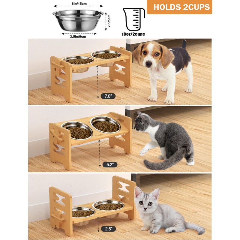 Vantic Elevated Dog Bowls, Adjustable Raised Dog Bowl Stand for