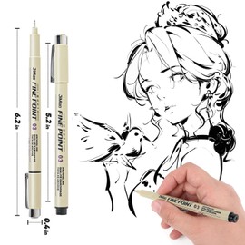 MOLHEM 12 Pcs Fineliner Pens, Micron Pens, Black Drawing Pens with Different Line Widths, Fine Liner Pens Black for Painting, Illustration, Drawing
