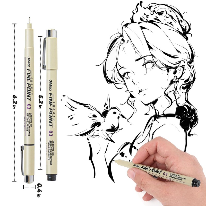 MOLHEM 12 Pcs Fineliner Pens, Micron Pens, Black Drawing Pens