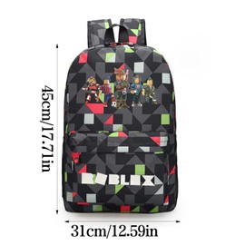 Driflo 18 Inch Roblx Backpack, Anime School Bag, Roblx Kids Backpack, Boys Girls School Rucksack, 3d Printed Book Bags, Book Bags Kids(45 * 31 * 12cm), Gift for Teenagers Boys Girls