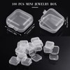 Chunful 100 Pack Mini Clear Plastic Jewelry Box Earring Organizers