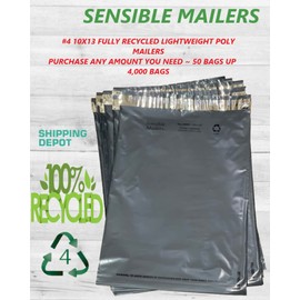 Sensible Mailers – 500 Pack of 10x13” Fully Recycled Poly Mailers Grey – Shipping Envelopes for Small Business