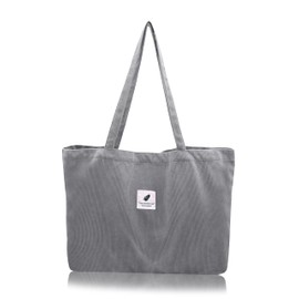 Corduroy Bag Women's Shoulder Bag Tote Bag Corduroy Women's Shopper Handbag Shoulder Bags Work Office Travel Shopping School Everyday, Grey L