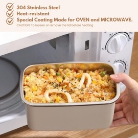 RippleTriple Airtight Food Containers with Lids, Stainless Steel Bento Box, Microwave/Oven/Dishwasher Safe (2pcs Small 17oz)