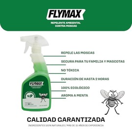 FLYMAX Repelente para Moscas 540 ML, Repelente para Superficies, Ecológico, No Tóxico, Aroma a Menta