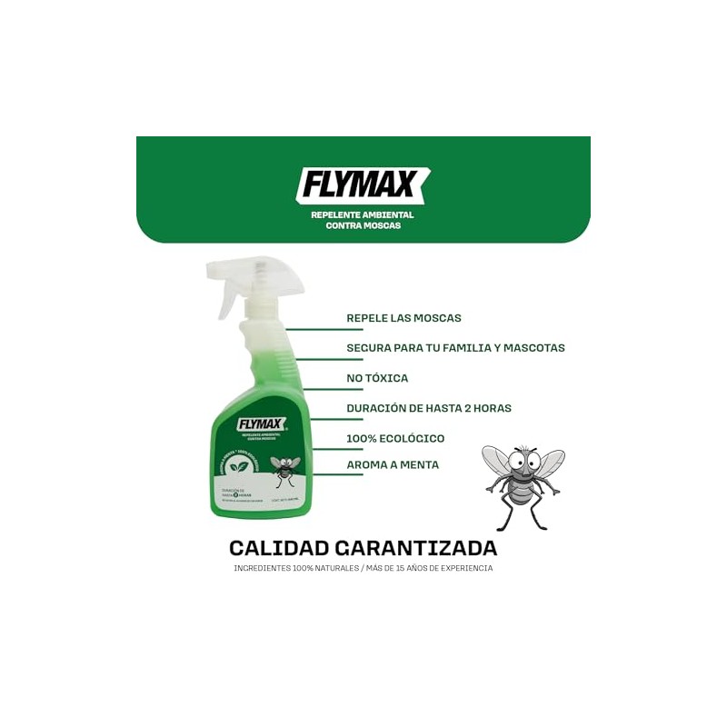 FLYMAX Repelente para Moscas 540 ML, Repelente para Superficies, Ecológico,