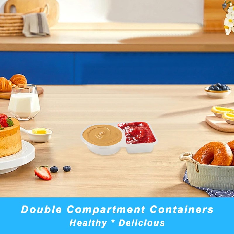 HexinYigjly 40 Set Double Compartment Snack Pots with Compartments, 130ml