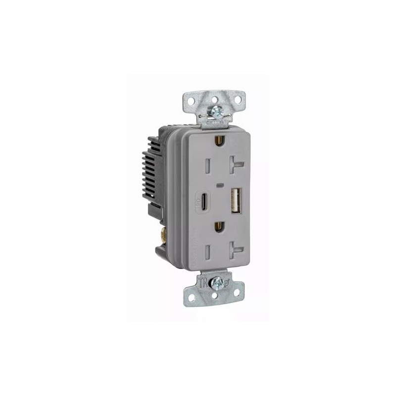 Bryant Electric 20-Amp, 125-Volt USBB20ACPDGY Type A and C USB