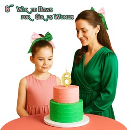 Wiked Bows for Girls Women - 8" Movie Themed Merch for Kids 8-10-12 Birthday Graduation Party Favors Hair Accessories - Pink and Green Wickedly Cute Sparkly Hair Bows Gifts for Girls