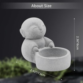 FAJZATA Buddha Statues with Candle Holder Zen Monk Candle Holder Zen Monk Buddha Statue Praying Sculptures Ornament for Wealth Good Luck Feng Shui Decor Home Office Car Decoration