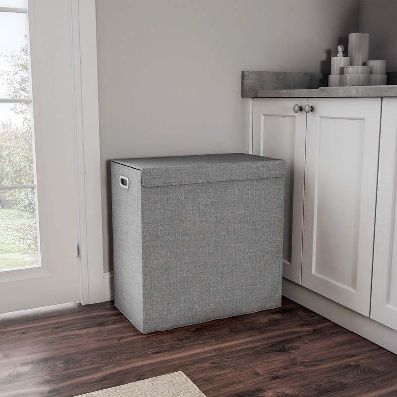 Double Laundry Basket with Lid – Two-Sided Clothes Hamper with